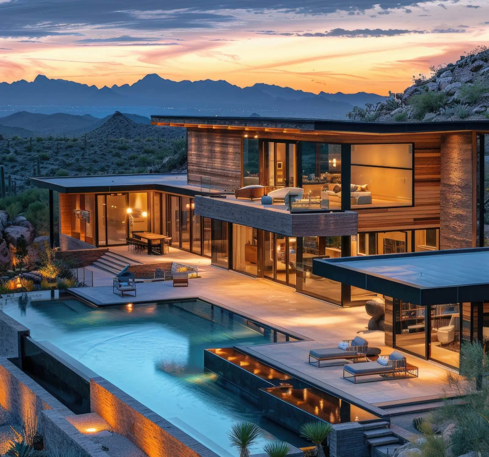 Luxury hospitality villa at sunset representing the ERAYA managed living platform